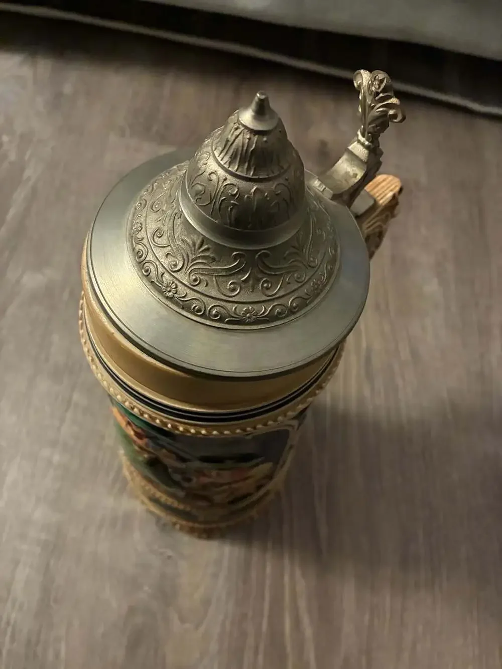 Vintage German Musical Box Souvenir Lidded Beer Stein Famous Cities of Germany